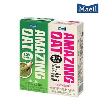 어메이징 오트 190ml 언스위트 24팩 + 말차 24팩 (총 48팩)