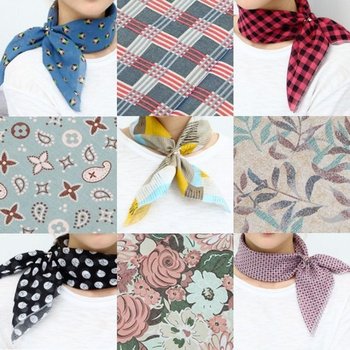 KOREA산 좋은품질 쁘띠스카프 개별섟용 손수건 머플러 섟 땡땡이 숄 타이 스카프링 도트