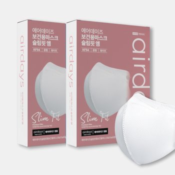 에어데이즈 슬림핏 kf94 화이트 100매 중형 여름마스크 숨쉬기편한 어린이 마스크