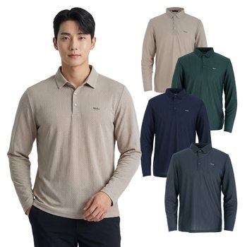 여름 남성 엠보 카라 긴팔 티셔츠 등산 티 기능성 작업복 상의 시어서커 티셔츠 453