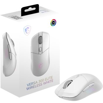 [해외] 엠에스아이 VERSA 300 ELITE 화이트 무선 게이밍 마우스 경량 65g 유선 무
