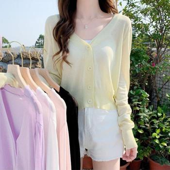 얇은가디건 데일리텔컬러 브이넥 여자 여름가디건 5컬러 (S31581050)