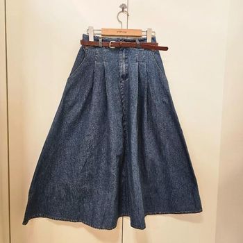 HC07 청 미니나무 단추 롱스커트 A25DM5102_P386846770