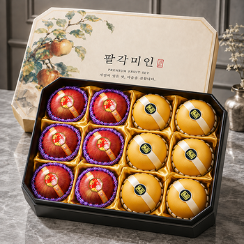 [명절 후 배송] 수려한 과일선물세트 팔각미인1호 5kg내외(사과6+배6)