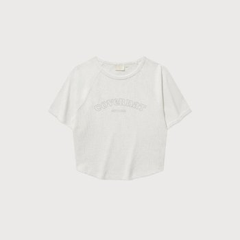 커버낫반팔티 CQK CO2502ST81-WH 우먼 베이비핏 아치 쿠퍼로고 셔링 티셔츠 White