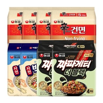 건면모음) 신라면건면 20개 +짜파게티 더블랙 8개 + 사천백짬뽕 8개 (총 36개)