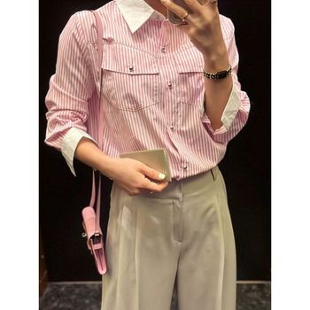 로아스 스트라이프 배색 셔츠 BJ1LS019_P390538768