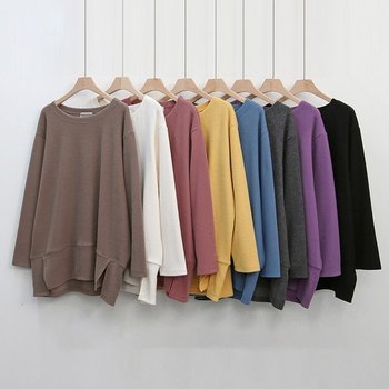 빅사이즈사랑해요 K476L210 컬러겉기모긴팔티셔츠 BQ