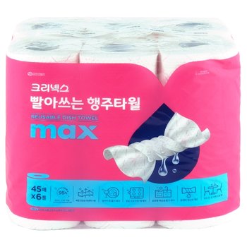 크리넥스 빨아쓰는 행주타월 핑크 45매 6롤 1팩 (6롤)