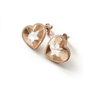 [해외] Baccarat 우먼 18K 골드 Plated 온 Sterling Silver 핑크 크리스탈 하트 귀걸이 2812895 1191648