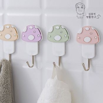 원룸꾸미기 머쉬룸후크 2개입 벽걸이후크 매직후크 벽고리 고리 수납용품