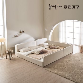 장인가구 하랑 E0 패브릭 슬림헤드 저상형 패밀리침대 SS+SS 가드형 +본넬
