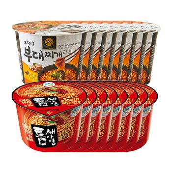 틈새라면 매운맛 105g 8개 + 오모리 부대찌개라면 135g 8개 총16개