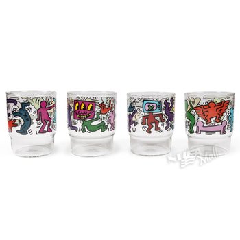 [해외] 모마 루나 키스 해링 컵 4개 세트 MOMA LUNA LUNA KEITH HARING BANNER STACKABLE GLASS TUMBLER