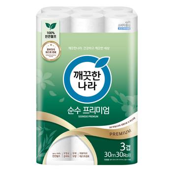 깨끗한나라 순수 프리미엄 3겹 화장지 30M 30롤