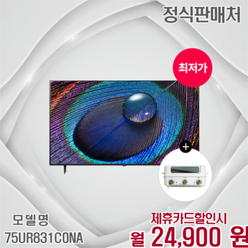 LG 특가 울트라 HD 스마트 75인치 TV 사은품 증정 75UR831C0NA 60개월 37900