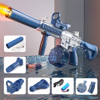 M416 불꽃 투명 LED 라이트 전동 연발 물총 글록 권총 고압 강력 워터건 샷건 워터밤 물놀이