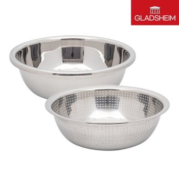 글래즈하임 킹덤 믹싱볼 2P 스텐 채반 양푼 세트 세척 타공