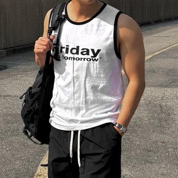 클라쓰업 / 링곤 남자 슬림 머슬핏 불금 링거 코튼면 민소매 나시티셔츠