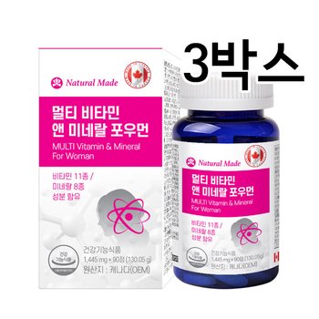 네츄럴메이드 멀티비타민 앤 미네랄 포우먼 1,445mgx90정 3박스(총270정,9개월분)