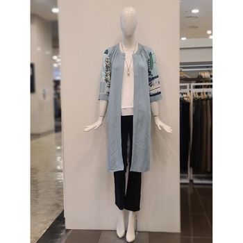 수량한정 베스띠벨리 라운드넥 프린트 텍스처 롱 자켓 BE-J21320 2734574