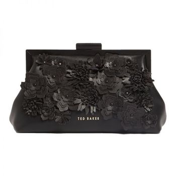 [해외] 여성 테드베이커 Fiorell 플라워 3D Applique 클러치 백 가방 블랙 10888294