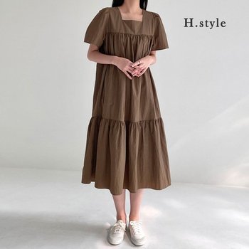 H스타일OP스퀘이넥OPS/여름/OPS/원피스/홈웨어/바캉스/휴가/라운지/하객룩/파자마/잠옷