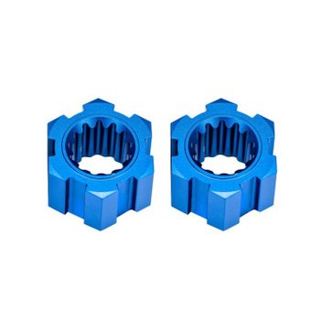 AX10954-BLUE Blue Aluminum Front Hex Hubs & Clips (2)