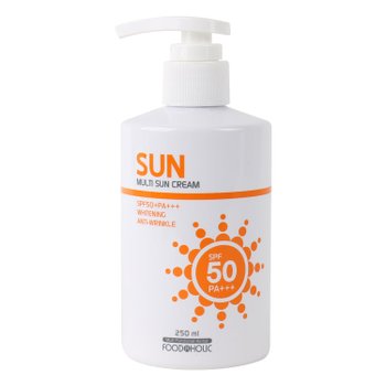 푸드어홀릭 멀티 선크림 250ml SPF50 PA+++펌프형 /백탁없는 혼합자차 썬크림 선블록 자외선차단