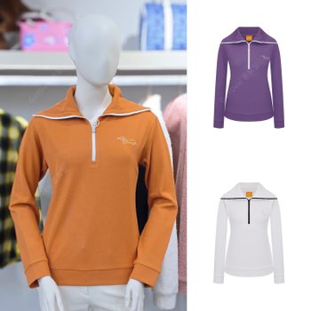 루이까스텔 FW 여성 와이드에리 반집업 체인자수 티셔츠 7LETS003OVW