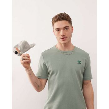 오리지날 트레포일 에센셜 와플 티셔츠 인 그린 10420482 130178492