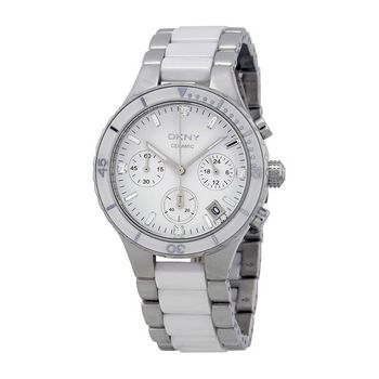 DKNY 우먼 크로노그래프 Wite 다이얼 스틸 and 세라믹 Bracelet 여성 시계 NY8502 334027