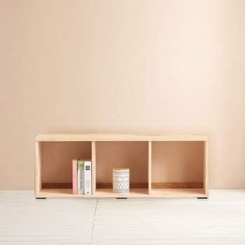 H6351 1단 3칸 고무나무 낮은책장 1color