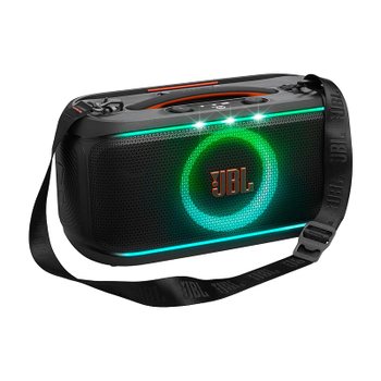 [해외] JBL PartyBox On-the-Go 2 ES 포터블 파티 스피커 무선 숄더 스트랩 포함 IPX4 방수 (블랙)
