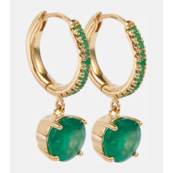 [해외] 일리아나 마크리 Grass Seed 18kt 골드 에메랄드 후프 이어링 P00643351