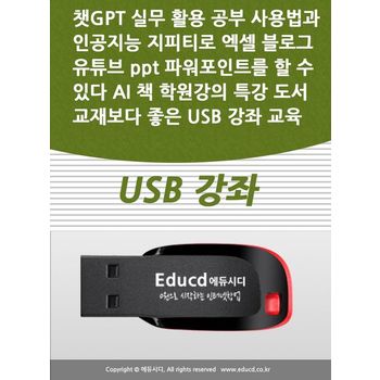 챗GPT 실무 활용 공부 사용법과 인공지능 지피티로 엑셀 블로그  유튜브 ppt 파워포인트를 할 수 있다 AI 책 학원강의 특강 도서 교재보다 좋은 USB 강좌 교육(USB)(Etc.)