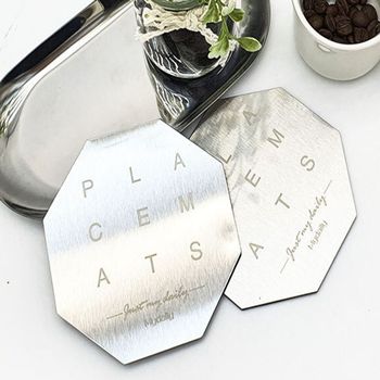카페용 YTJXBKAS 음료 컵코스터 실버 레터링 찻잔받침대