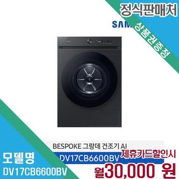 삼성전자 비스포크 그랑데AI 건조기 DV17CB6600BV 60개월 43000