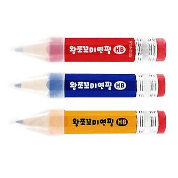 왕점보미연필 KG53OP38 HB 4개 학생연필 재밌는 캐릭터 유아 예쁜