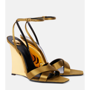 [해외] 생로랑 Lucienne 크레이프 새틴 웨지 샌들 P01027088