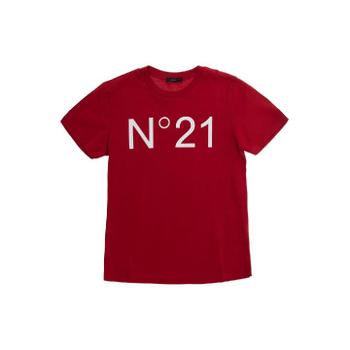 N°21 KIDS 레드 코튼 반팔 티셔츠 N21173N0153N21T96U0N412