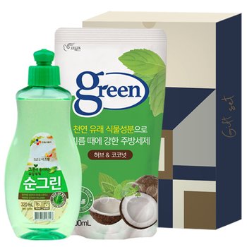 순그린 용기 320ml + 피죤 그린 주방세제 리필 300ml[102-205274]