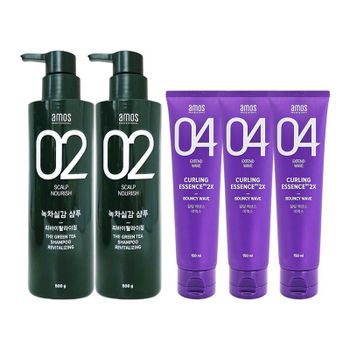 [amos] 아모스 녹차실감 샴푸 500g 2개+컬링 에센스 2X 150ml 3개..[35684207]