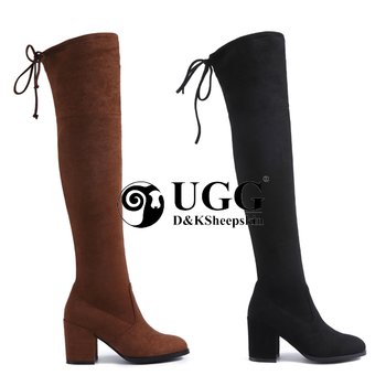 [해외] D&K 호주 어그슬리퍼 우먼 여성 니트 오버 스트레치 니하이 방한부츠 털부츠 2컬러 DK341