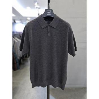 바쏘옴므 세이브존03 바쏘옴므 남자 차콜그레이 면혼방 반팔 카라 니트 WSAQA2WT (S46612844)