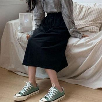 롱스커트 GNGW4360 여성 추천 치마 여자 꾸안꾸 롱치마 밴딩 면