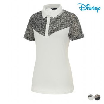 여성 망사 배색 반팔 카라 티셔츠 DL2LTS034