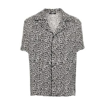 [해외] 발망 Monogram-Print 새틴 셔츠 Brand Size 48 (US 38) DH1HN065VF40-NOIR 882314