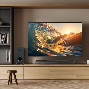 고출력 사운드바 2.1ch 120W 우퍼 홈시어터 블루투스 가성비 TV 거실 스피커 FM 라디오 버스킹