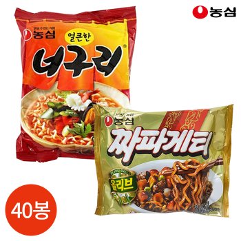 반반세트 농심 짜파게티 너구리 짜파구리 40봉 세트